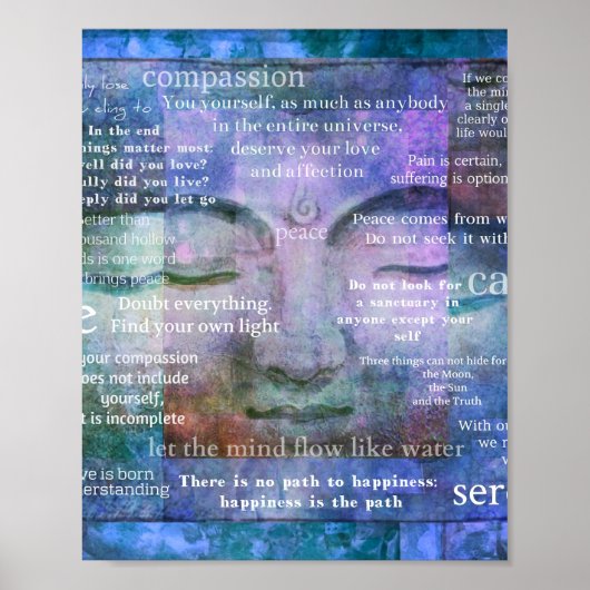 Poster Bouddha Réveil art spirituel avec citations (Devant)