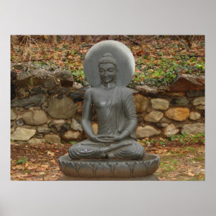 Poster Bouddha sous la pluie