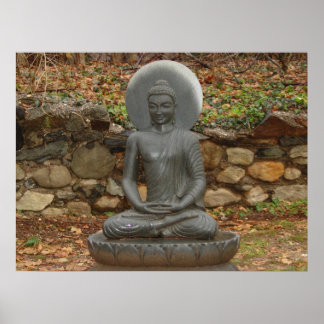 Poster Bouddha sous la pluie