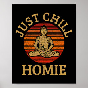Poster Bouddha vintage - Détends-toi mec bouddhisme drôle
