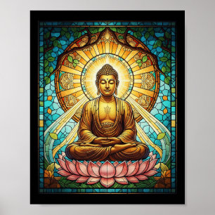 Poster Bouddha vitrail Bouddhisme zen Méditation spiritue