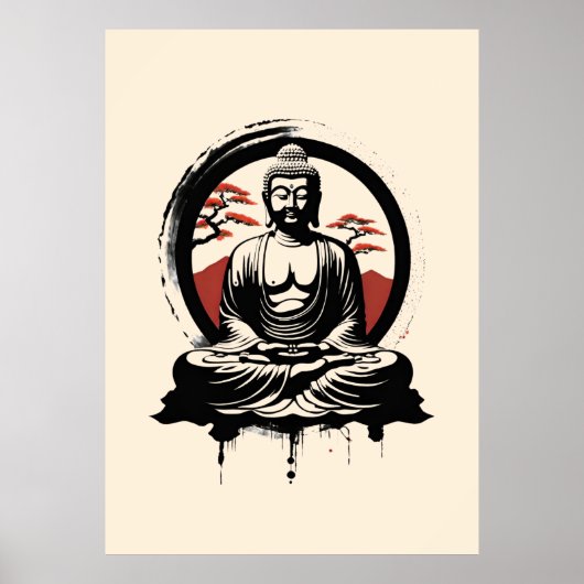 Poster Bouddha Zen japonais (Devant)