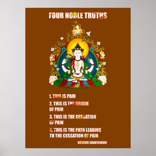 Poster Bouddhisme 4 Noble Truth Bouddha Teachings (Devant)