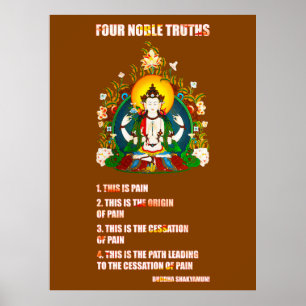 Poster Bouddhisme quatre enseignements nobles de Bouddha
