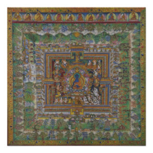 Poster Bouddhisme tibétain Bouddha de médecine bleue