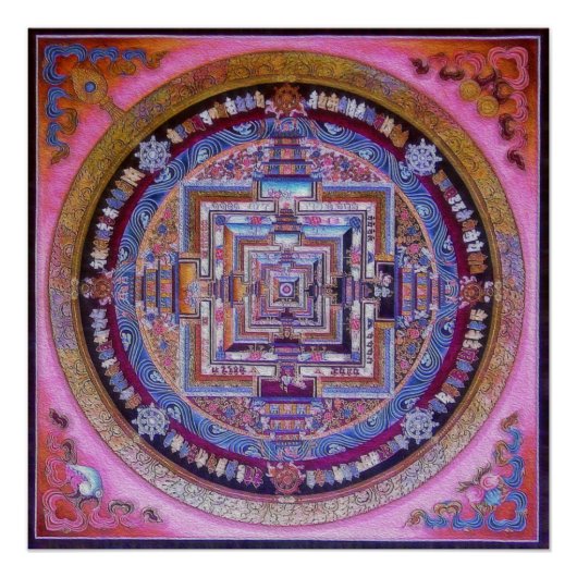 Poster Bouddhisme tibétain Kalachakra Sera - Mandala (Devant)