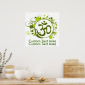 Poster Bouddhiste Floral Vert Om (Cuisine)