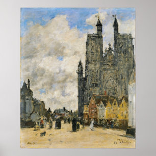 Poster Boudin - Place de l'église Saint-Vulfran, Abbevill
