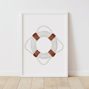 Poster Bouée de sauvetage décorative à l'aquarelle sur le