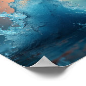 Poster Bouffée dynamique d'eau turquoise reflétant chaud (Coin)