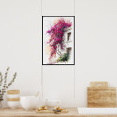 Poster Bougainvillées violettes sur l'aquarelle d'Eaves (Cuisine)