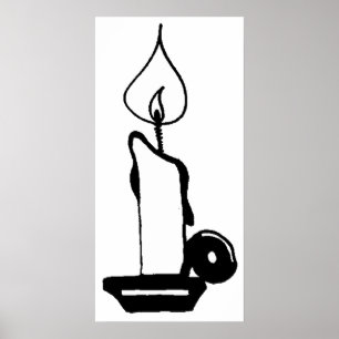 Poster Bougie Allumée Vintage Élégante Noir Et Blanc