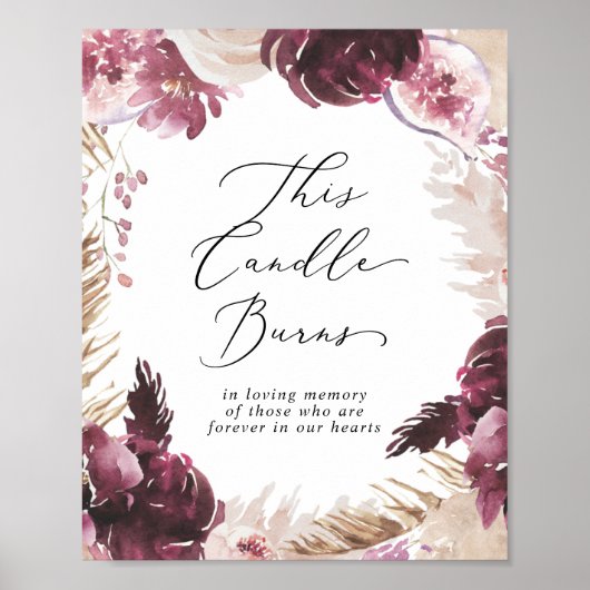 Poster Bougie Boho Pampas Mariage Mémorial (Devant)