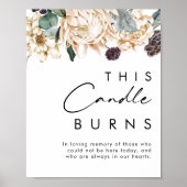 Poster Bougie Cette Bougie Brûle Signe Floral Blanc (Devant)