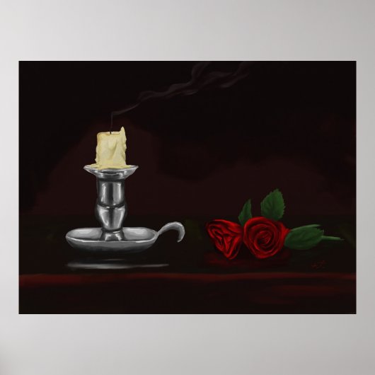Poster Bougie et fleur (Devant)