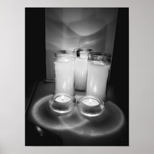 Poster bougie flammes encore vie photo noir et blanc