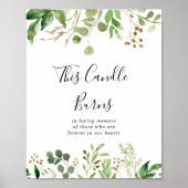 Poster Bougie Simple Floral Eucalyptus Ce Signe Brûle (Devant)