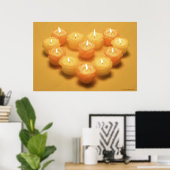 Poster Bougies brûlantes disposées en forme de coeur (Bureau à domicile)