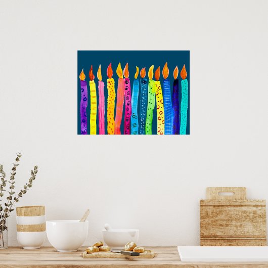 Poster Bougies d'anniversaire aquarelle (Cuisine)