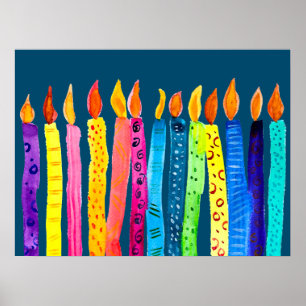 Poster Bougies d'anniversaire aquarelle