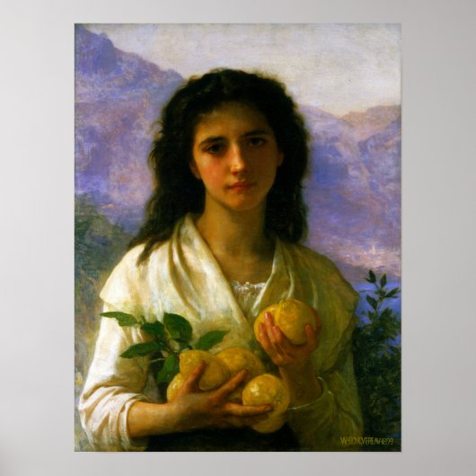 Poster Bouguereau - Fille tenant des citrons (Devant)