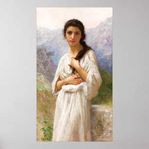 Poster Bouguereau L'Attente 1901 Belle femme CC1206