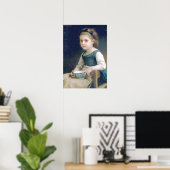 Poster Bouguereau - Petite Fille au Bol Bleu (Bureau à domicile)