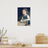 Poster Bouguereau - Petite Fille au Bol Bleu (Cuisine)