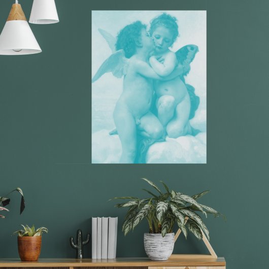 Poster Bouguereau - Premier baiser - Bleu (Salon 1)