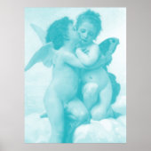 Poster Bouguereau - Premier baiser - Bleu (Devant)
