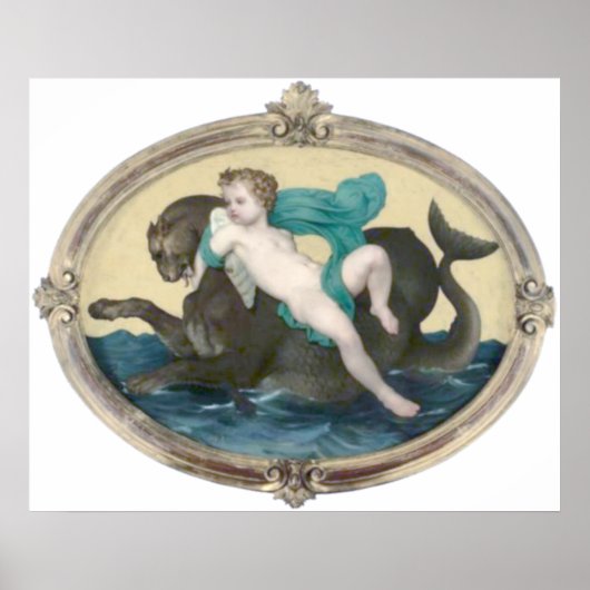 Poster Bouguereau - Putti Sur un Griffon (Devant)