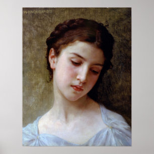 Poster Bouguereau - Tête d'une jeune fille 1898