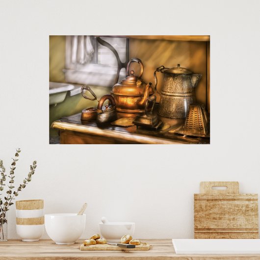 Poster Bouilloire - Pots de thé et fer à repasser (Cuisine)