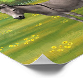 Poster Bouillon Gris D'Âne Cute Dans Le Pâturage (Coin)