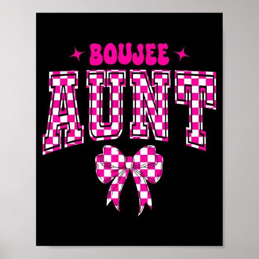Poster Boujee Aunt Nk Checkered Bow Birthday Family Match (Devant)