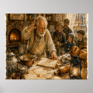 Poster Boulanger qui a oublié sa propre recette, assiette