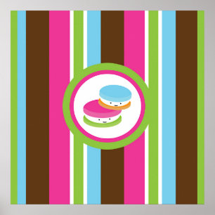 Poster Boulangerie colorée jolie Macarons Fun Strio Art M