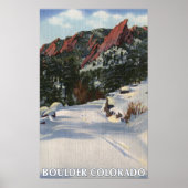 Poster Boulder, Colorado - Flatirons en hiver (Devant)