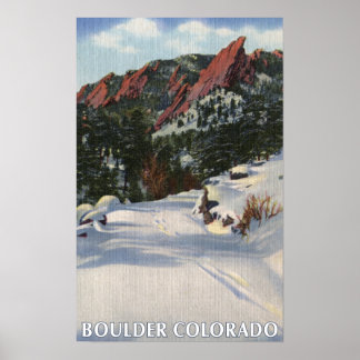Poster Boulder, Colorado - Flatirons en hiver