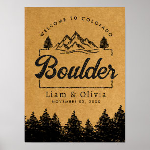 Poster Boulder Colorado Mariage minimaliste Bienvenue