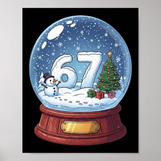Poster Boule à neige de Noël 67 Drôle Six Sept Meme (Devant)