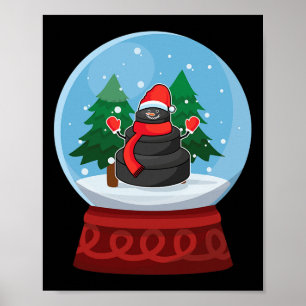 Poster Boule à neige de Noël Hockey sur glace Bonhomme de