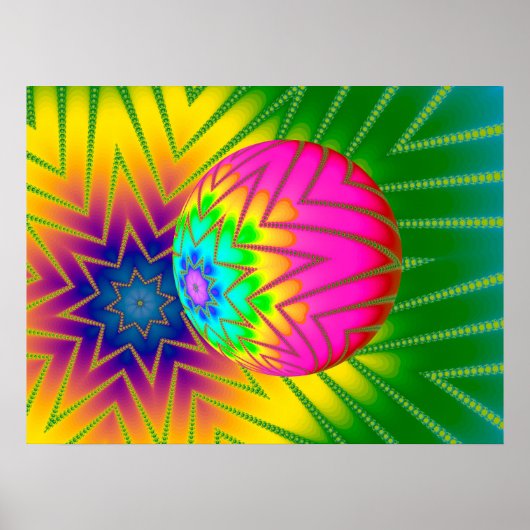 Poster Boule à Paillettes Fractale (Devant)