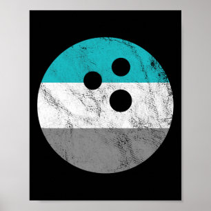 Poster Boule de bowling en détresse vintage rétro pour ho