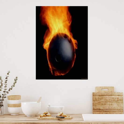 Poster Boule de Bowling en feu (Cuisine)