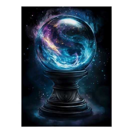 Poster Boule de cristal cosmique de visions mystiques (Devant)