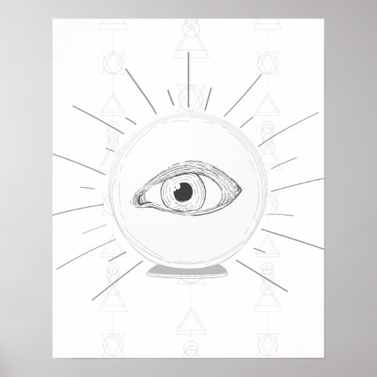 Poster Boule de cristal ésotérique voyant œil de voyant (Devant)