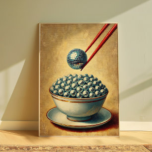 Poster Boule de disco Art tendance, Mur de cuisine rétro