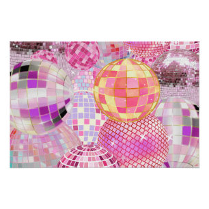 Poster Boule de Disco Rose Vibrante Colla pour Soirée Dan