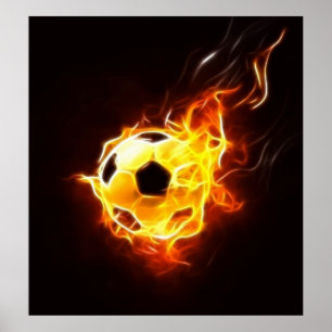 Poster Boule de football en flammes